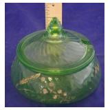 Green Glass Dish w/lid