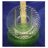 Set of 8 Green Glass Dessert Plates (8pc)