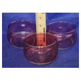 Set of 3 Etched Cranberry Glass Bowls (3pc)