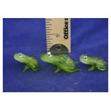 Lot of 3 Art Glass Frogs