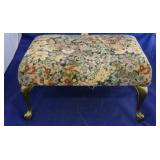 Floral Pattern Stool w/Brass Feet