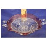 Cranberry w/Clear Glass Bowl w/Handles
