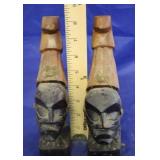 Pair of Hand Carved Wood Figures