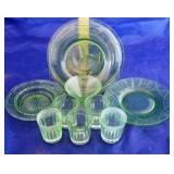 Lot of Assorted Green Glass Items 10pc.