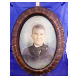Antique Oval Bubble Glass Photo in Frame