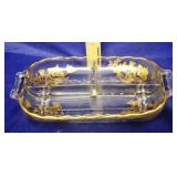 Glass Serving Dish w/ Gold Trim