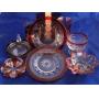 Lot of Assorted Red w/ Clear Glass Items 10pc.