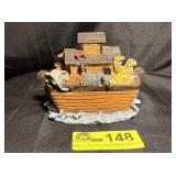 Vintage Noah's Ark trinket box 4.5 X 4.5'
