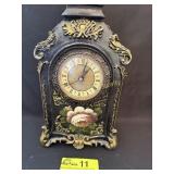 Vintage Black Mantle clock with Gold Accents