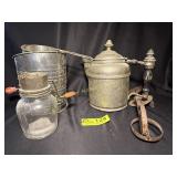 Vintage Grater, Coffee Pot, Antique Mixer, Sives