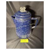 Blue & White Granetware coffee pot