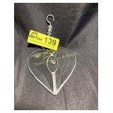 Hand Made clear beveled glass Heart Sun catcher