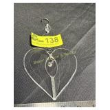 Hand Made clear beveled glass Heart Sun catcher