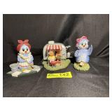 Lot of 3 statues 2 Blue Birds & camper