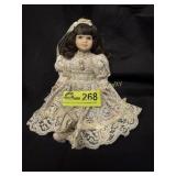 Vintage 8'  full Porcelain Doll, No Markings