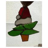Hand crafted stained/leaded glass Tree W/Hat