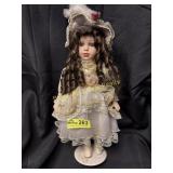 Vintage 18' Porcelain doll in vintage-style dress
