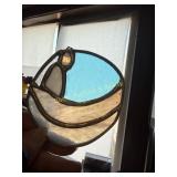 Hand crafted stained/leaded glass Blue & White