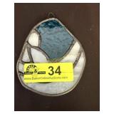 Hand crafted stained/leaded glass Blue and White