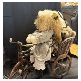 Vintage Metal and wood Doll Trike with doll