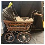 Vintage Baby Doll carriage with 10' doll Very Dust