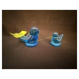 Pair of glass Blue Birds
