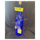 Hand Crafted Blue bottle with cowboy boot & Lights