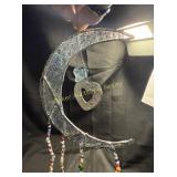 Handmade Stained glass ad wire Cresent Moon