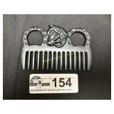 Black 4' Aluminum Mane & Tail comb with horse head
