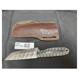 Hunting knife with wood handle & sheath