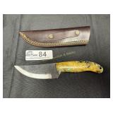 Diamond etched fixed blade huting knife with sheah