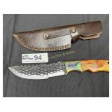 Hunting knife with diamond blade & Leather sheath