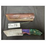 Custom  Damascus knife with sheath