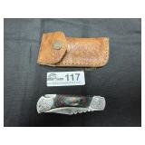 Teal & red with silver custom, folding pocket