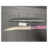 Damascus steel full tang fillet knife with sheath