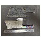 Dasascus blade Cleaver with Black leather sheath