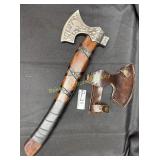 Custom Dasascus 2 lb Throwing ax with leather grip