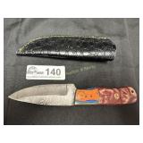 Handmade custom Damascus fixed blad knife & Sheath