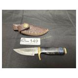 Handmade black/blue handled fixed blade