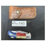 Custom made Red White & Blue folding pocket knife
