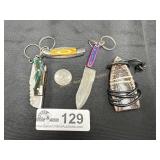 Lot of 3 'Mini' knives, 2 folding, one fixed blade