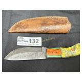 Damascus straight back, fill tung blade hunting