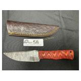 Custom made Damascus skinner knife