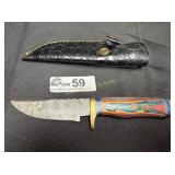 Custom made Damascus camping / hunting knife