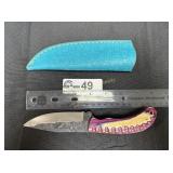 Custom made camping / hunting knife with Teal Shet