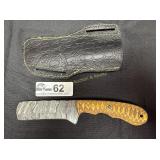 Damascus blade bull cutter knife & sheath