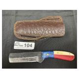 Custom made full tung skinner knife with sheath