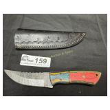Custom, handmade knife with full tung Damascus