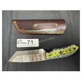 Custom made Damascus steel knife with sheath
