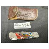4' folding pocket knife with silver accents and